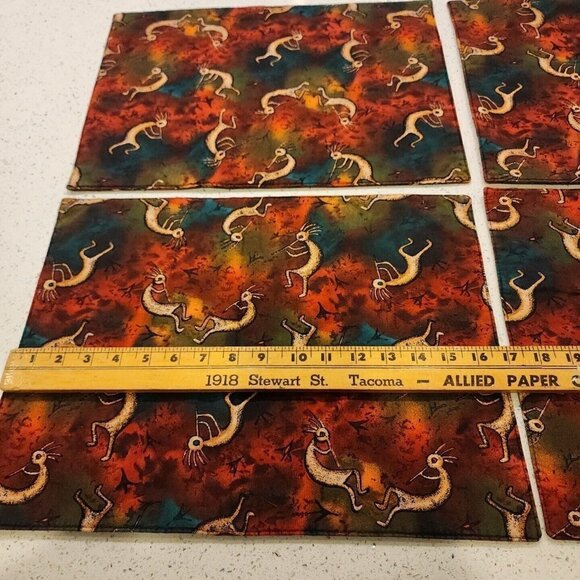 Lot of 4 KOKOPELLI 17" X 13" Table Placemats Very Colorful Good Condition! - Picture 3 of 4